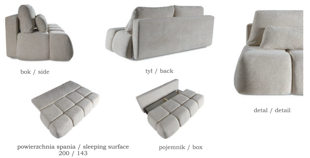 Cudna sofa do designerskiego salonu z funkcją spania CHANEL 1