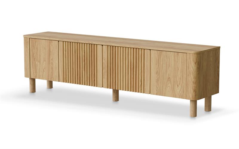 Duża obła szafka RTV na dębowych nogach 190cm ARANGO 6 Długa szafka RTV na dębowych nogach