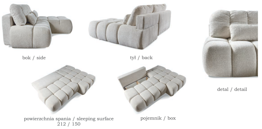 Duży narożnik bez podłokietników z funkcją spania DOMINUM 3 Duży narożnik bez podłokietników z funkcją spania DOMINUM 1
