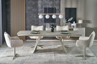 Duży stół rozkładany do jadalni trawertyn