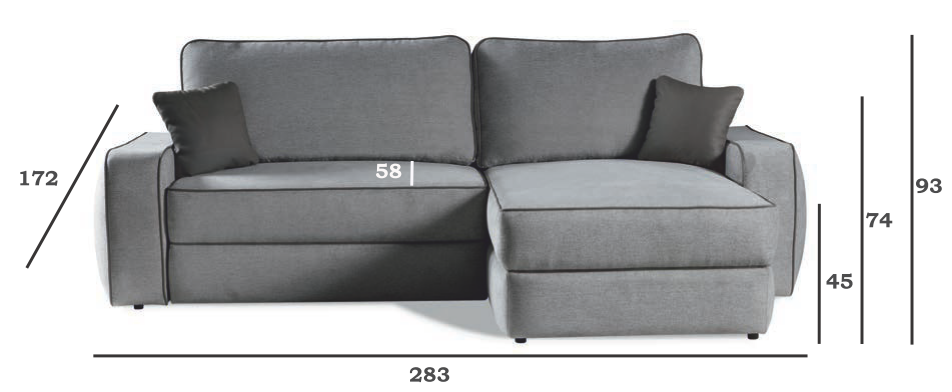 Duży uniwersalny narożnik ze skrzynią i funkcją spania METROPOL 3