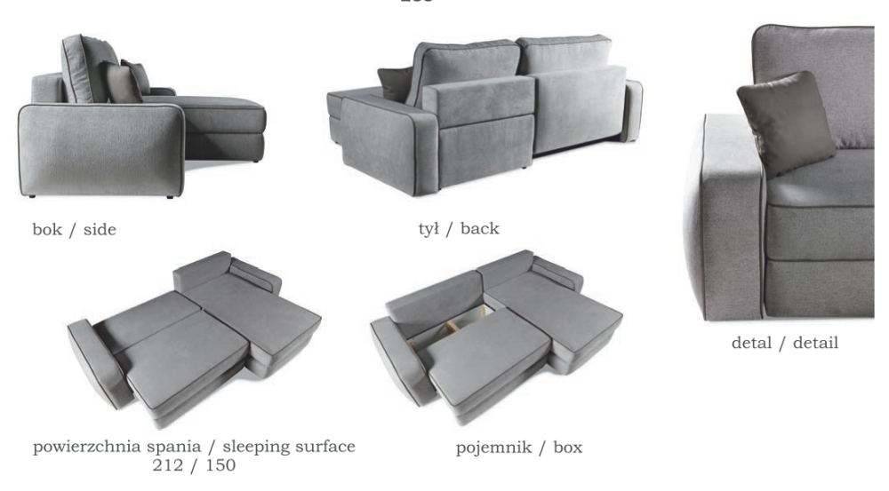 Duży uniwersalny narożnik ze skrzynią i funkcją spania METROPOL 1