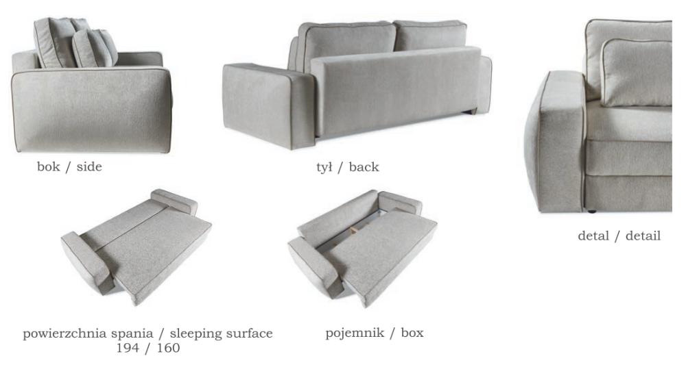 Kanapa podwójne sprężyny do komfortowego spania DALIA 1