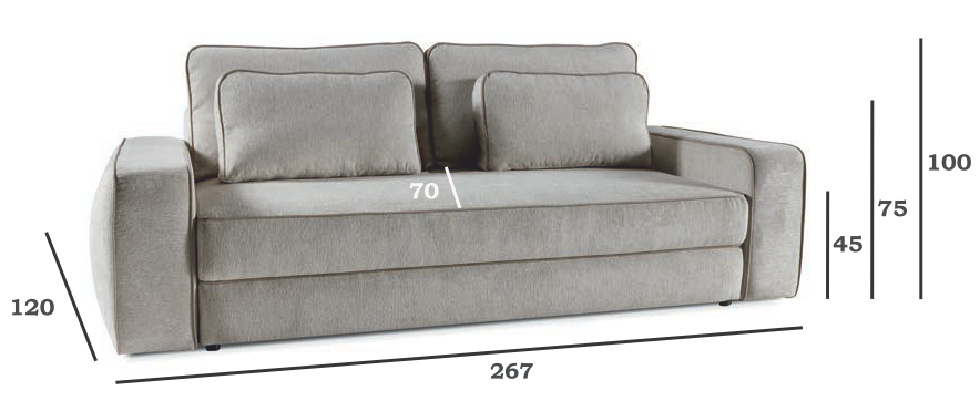 Kanapa podwójne sprężyny do komfortowego spania DALIA 3