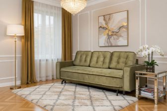 Kanapa z guzikami z funkcją spania TUSSO 2 Glamour kanapa z guzikami z funkcją spania