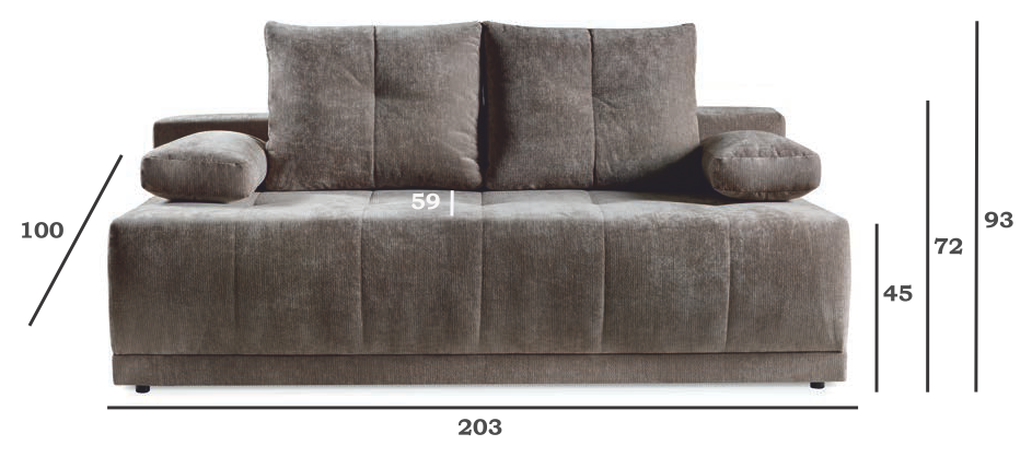 Kanapa z luźnymi poduchami double pocket do spania ODESSA 3