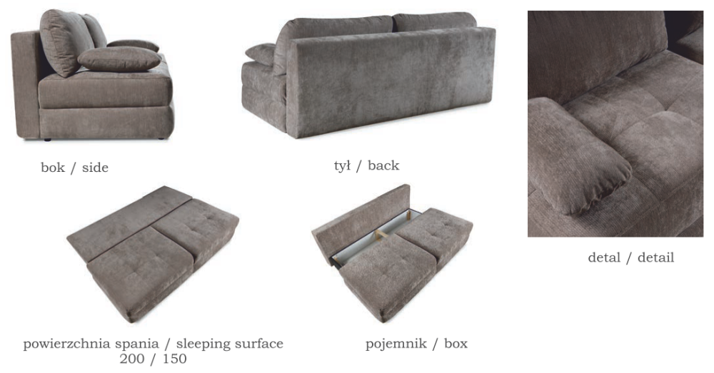 Kwadratowa sofa z funkcją spania FLUX 1