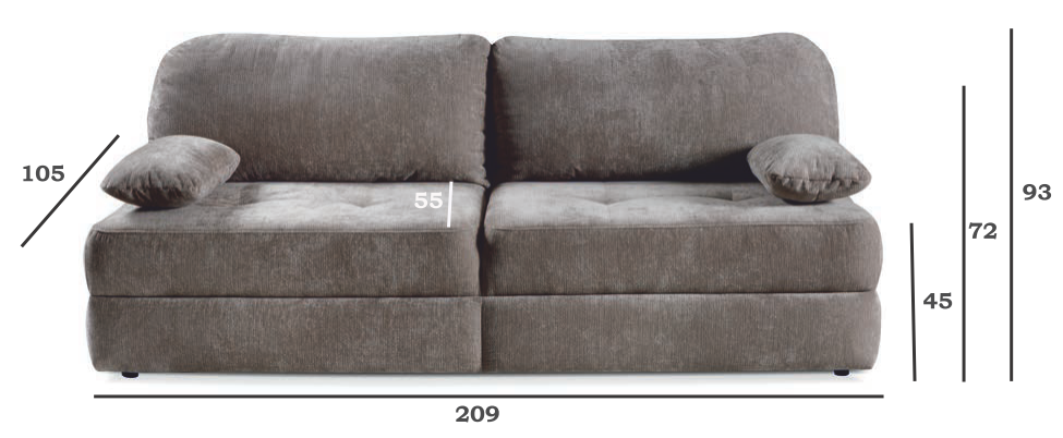 Kwadratowa sofa z funkcją spania FLUX 3