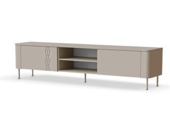 Modna szafka RTV kaszmirowa z frezami 200 cm TIRANTE 2 Modna szafka RTV kaszmir na wysokich nogach