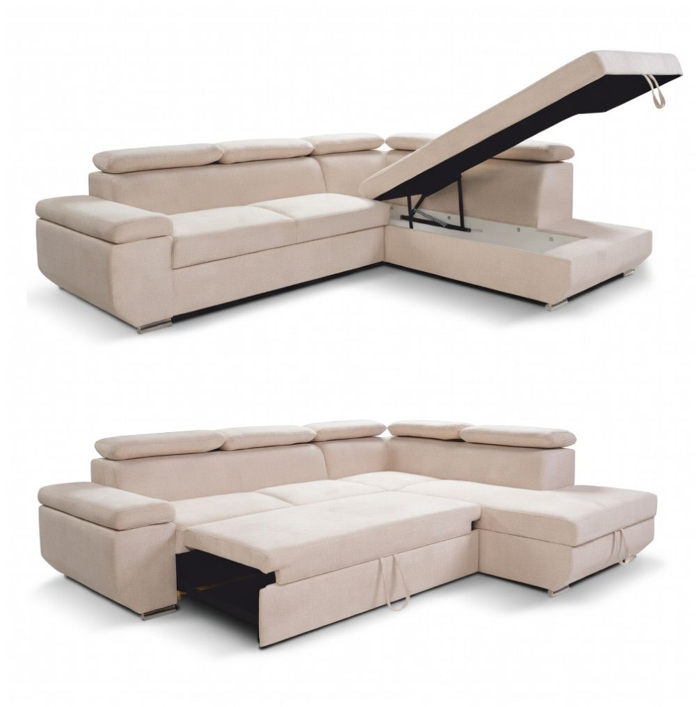 Modny narożnik z pięcioma zagłówkami i funkcją spania AKIRA 1 2