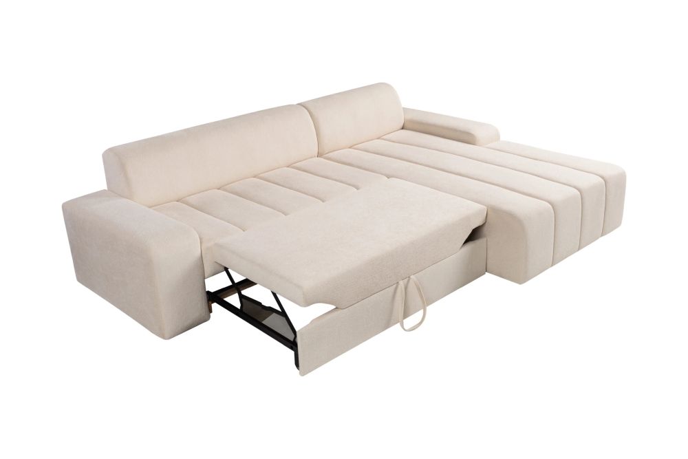 Narożnik w stylu soft minimalistycznym z funkcją spania PAULO 1