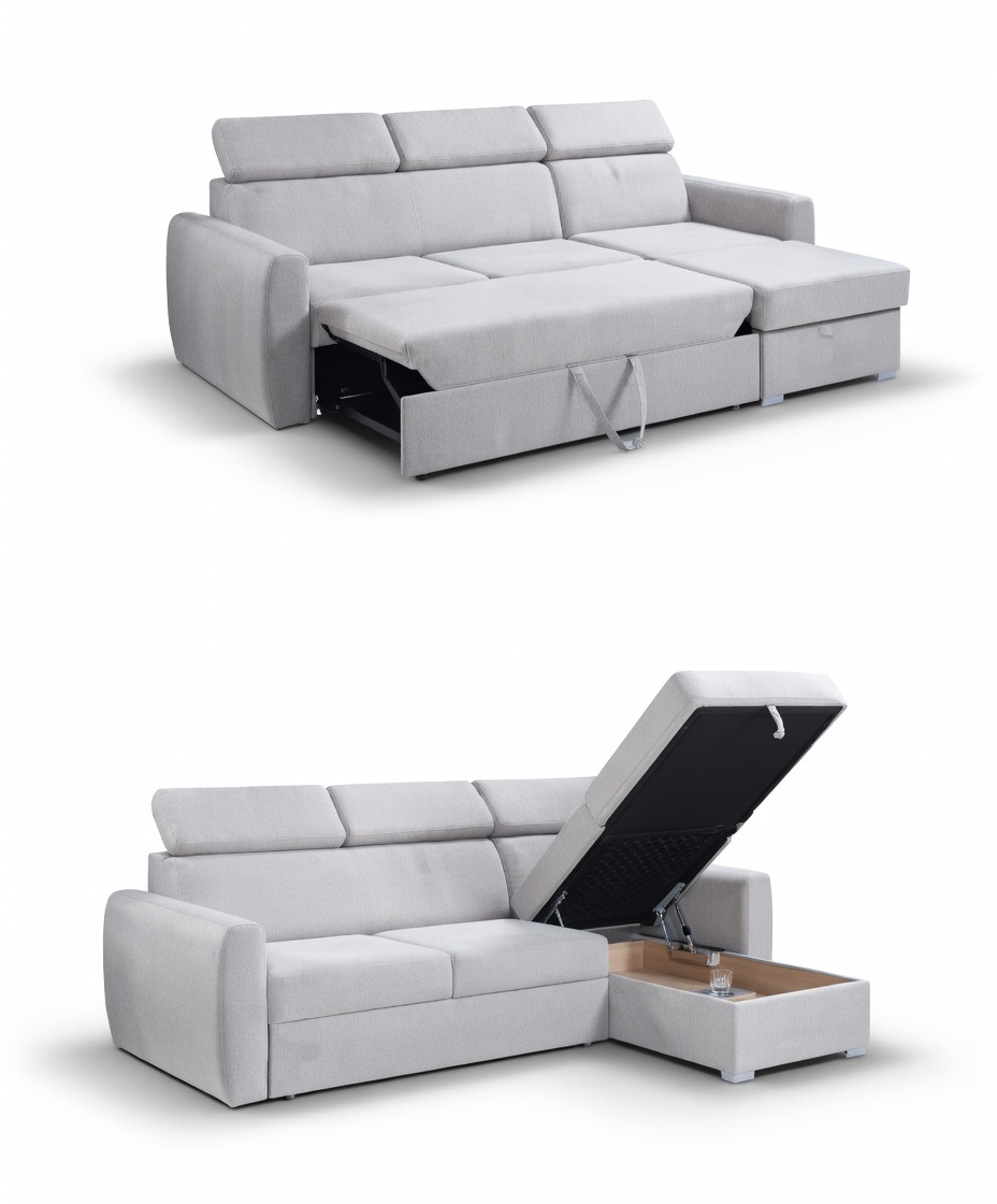 Narożnik z automatem rozkładającym i zagłówkami PAREO 3