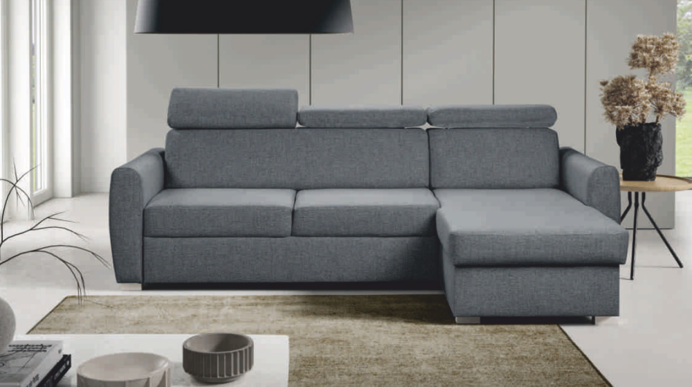 Szary narożnik z automatem rozkładajacym