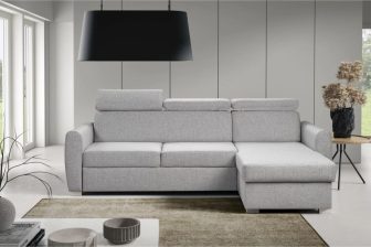 Nowoczesny narożnik z automatem rozkładającym i zagłówkami