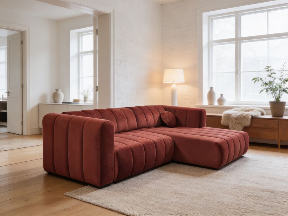 Rozkładany narożnik z luźnymi poduchami