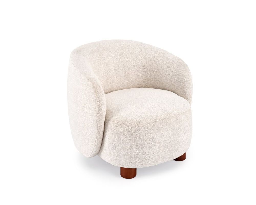 Nowoczesny fotel kubełkowy na drewnianych nogach BAKER 1 Nowoczesny fotel kubełkowy na grubych drewnianych nogach