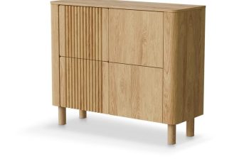 Obła wysoka komoda na nogach 110 cm ARANGO 10 Obła wysoka komoda na nogach z szafkami dąb hikora