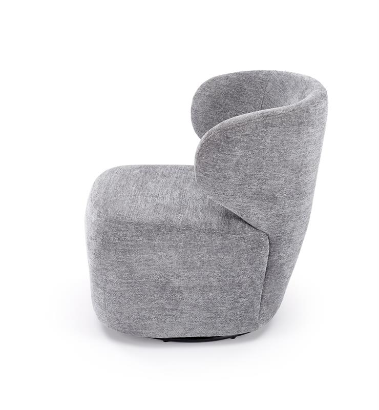 Obracany fotel z okrągłym siedziskiem GLEN 2 Szary obracany fotel z okrągłym siedziskiem i oparciem na głowę