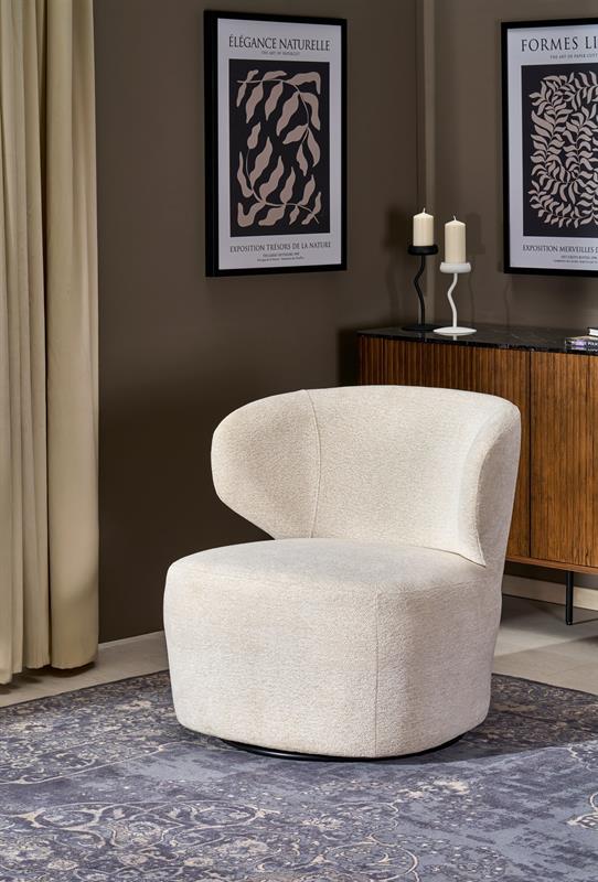 Kremowy obrotowy fotel z oparciem na głowę GLEN 2 Kremowy obrotowy fotel z oparciem na głowę