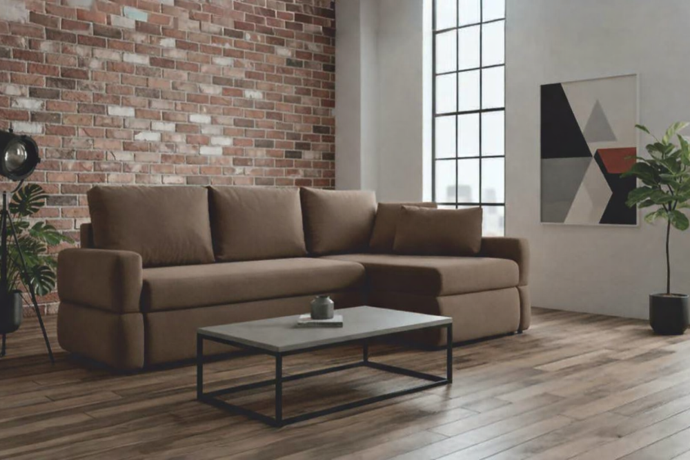 Rogówka z dwoma pojemnikami na pościel NEXO 2 Modna rogówka z dwoma pojemnikami na pościel i funkcją spania