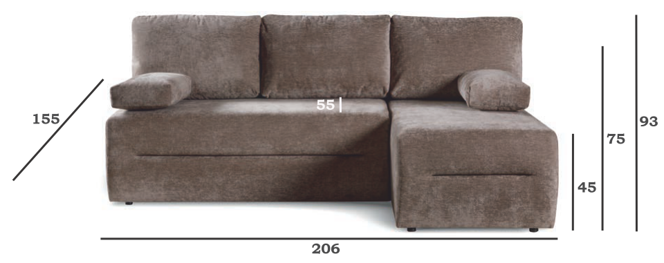 Rogówka ze skrzynią na pościel z funkcją spania UNO 3