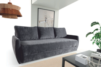 Rozkładana kanapa z dużymi poduchami i funkcją spania