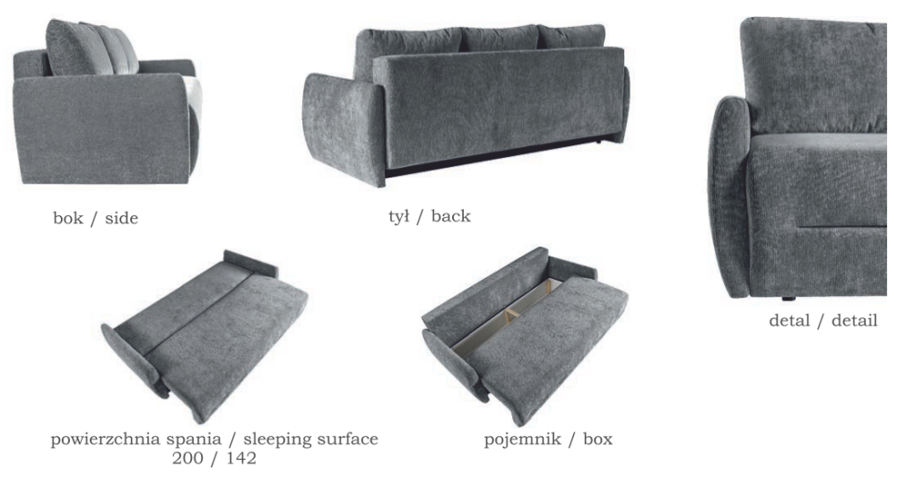Rozkładana kanapa z dużymi poduchami FRESCO 1