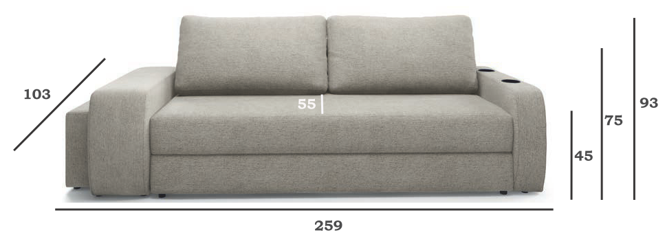 Rozkładana sofa z pufami CALISTO 3