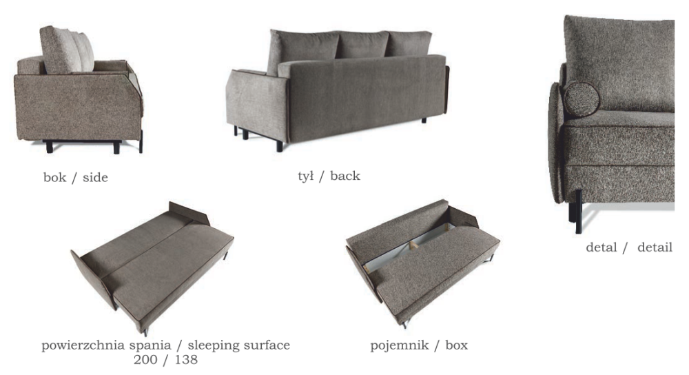 Smukła kanapa rozkładana DANTE 3 Smukła kanapa rozkładana DANTE 1