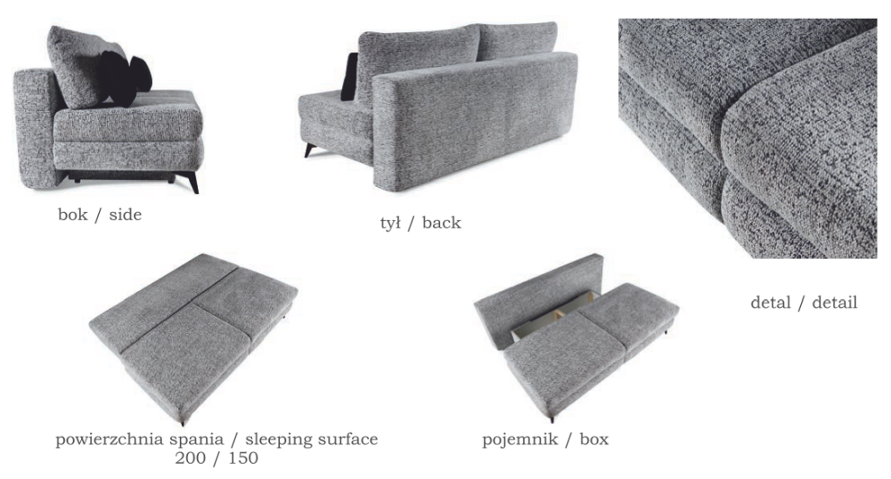 Smukła sofa double pocket do spania TALIA 3 Smukła sofa double pocket do spania TALIA 1