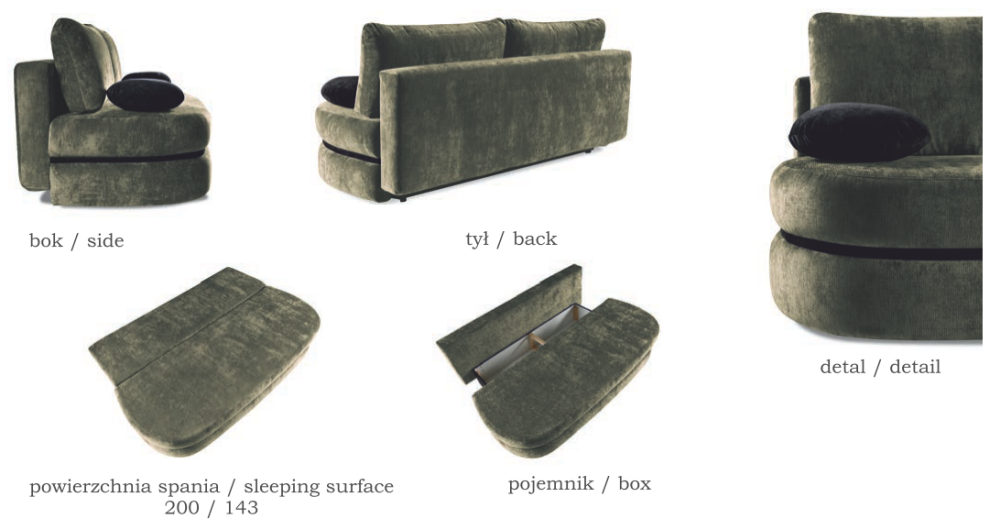 Sofa owalna z funkcją spania VIVIANA 1