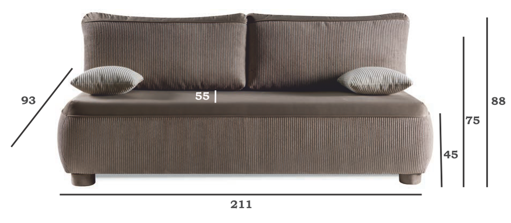 Sofa z dużymi poduszkami z funkcją spania KAMELIA 5 Sofa z dużymi poduszkami z funkcją spania KAMELIA 3