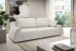 Przytulna sofa z funkcją spania codziennego do salonu w aranżacji japandi