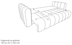 Sofa ze zdejmowanymi poduszkami z funkcją spania SALSA 6