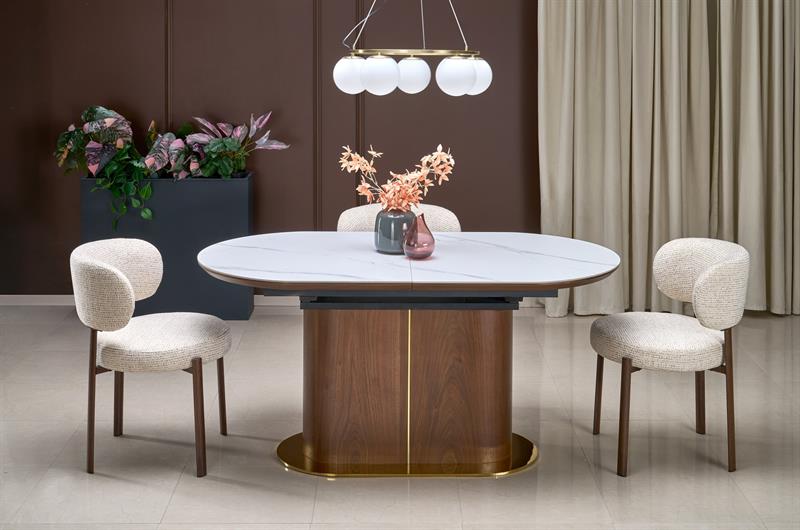 Piękny stół dwukolorowy owalny rozkładany