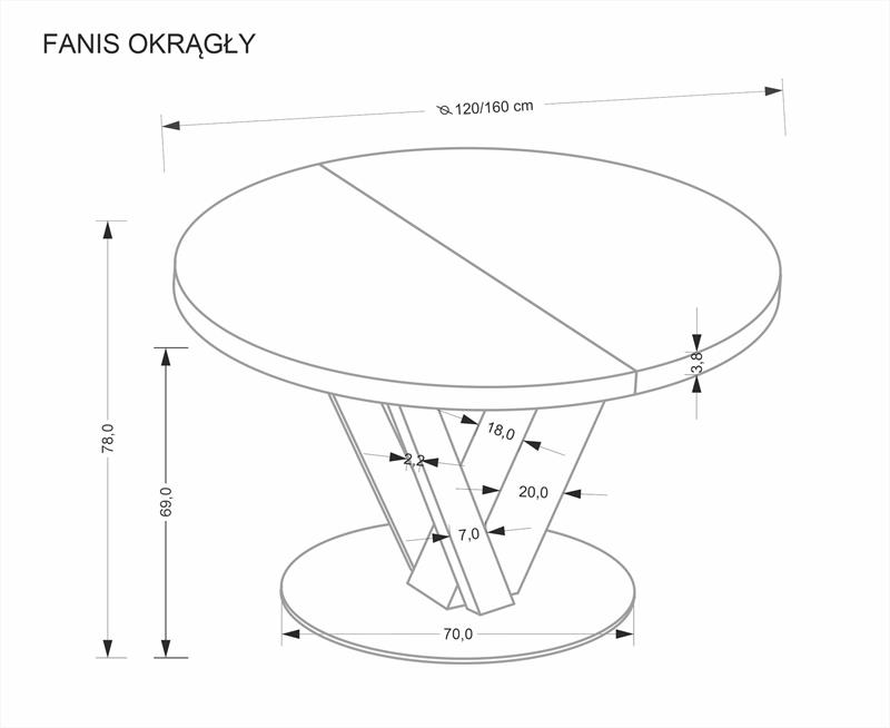 Stół okrągły rozkładany do jadalni 120-160 cm FANIS 7