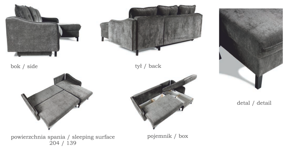 Stylowy narożnik z podwójnym pojemnikiem z funkcją spania KASTYLIA 3 Stylowy narożnik z podwójnym pojemnikiem z funkcją spania KASTYLIA 1