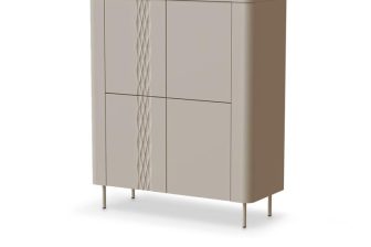 Wysoka komoda z frezem z łagodnymi rantami TIRANTE 5 Piękna wysoka komoda z frzami z obłymi rantami na wysokich nogach