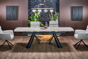 Zachwycający stół brązowy marmur rozkładany 180-238 cm VINCE 36 Zachwycający stół brązowy marmur rozkładany do salonu