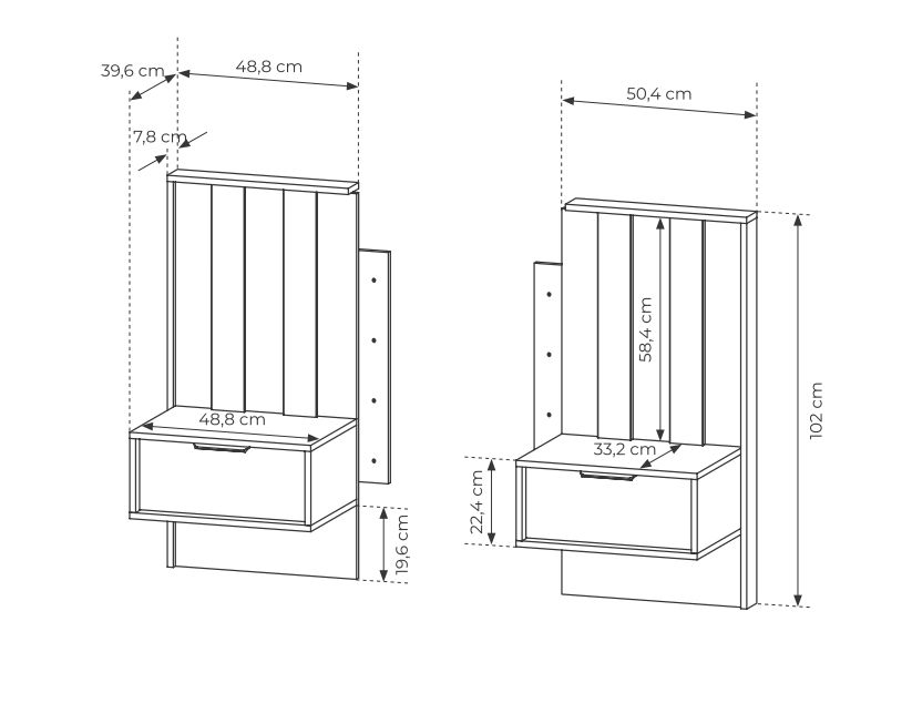 2 szafki nocne ciemne drewno z oświetleniem LED HEBAN 7