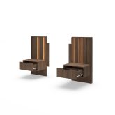 2 szafki nocne ciemne drewno z oświetleniem LED HEBAN 6