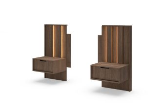 2 szafki nocne ciemne drewno z oświetleniem LED HEBAN 7 2 szafki nocne ciemne drewno z oświetleniem LED HEBAN 2