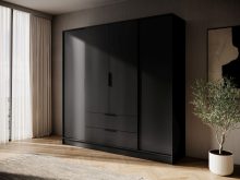 Modna czarna szafa do sypialni bez luster