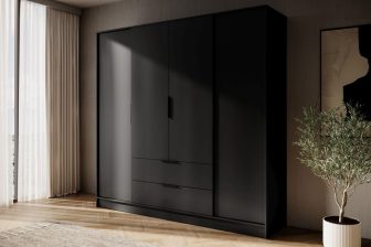 Modna czarna szafa do sypialni bez luster