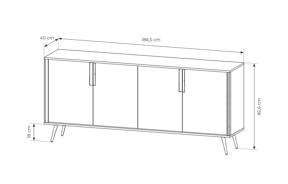 Duża komoda 4 szafki w kolorze kaszmiru 186 cm SATIN 4