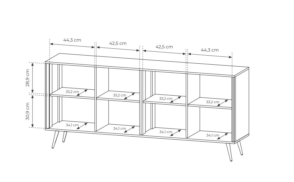 Duża komoda 4 szafki w kolorze kaszmiru 186 cm SATIN 5