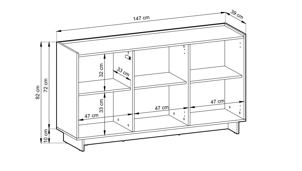 Duża komoda bez uchwytów dąb karmelowy 147 cm CARAMELLO 4