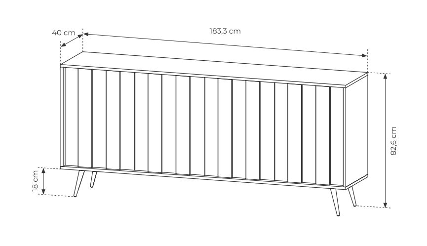 Duża komoda z szafkami ciemne drewno z LED 183 cm HEBAN 9