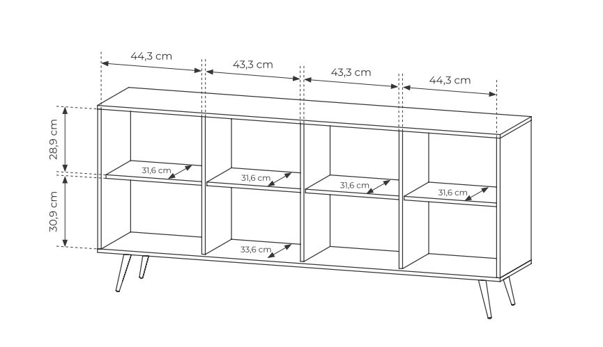 Duża komoda z szafkami ciemne drewno z LED 183 cm HEBAN 10