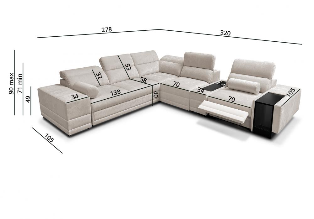 Ekskluzywna kanapa narożna rozkładana z podnóżkiem elektrycznym indukcją i barkiem ASTON 13 MIX 21 Ekskluzywna kanapa narożna rozkładana z podnóżkiem elektrycznym indukcją i barkiem ASTON 13 MIX 20